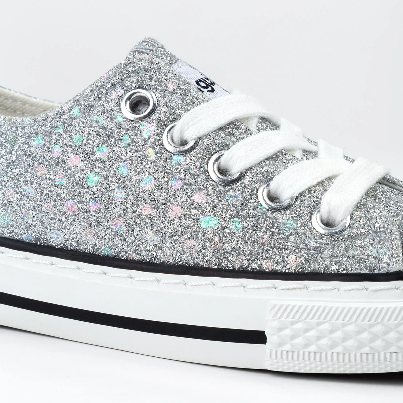 Girl's Silver Glitter Canvas Sneakers