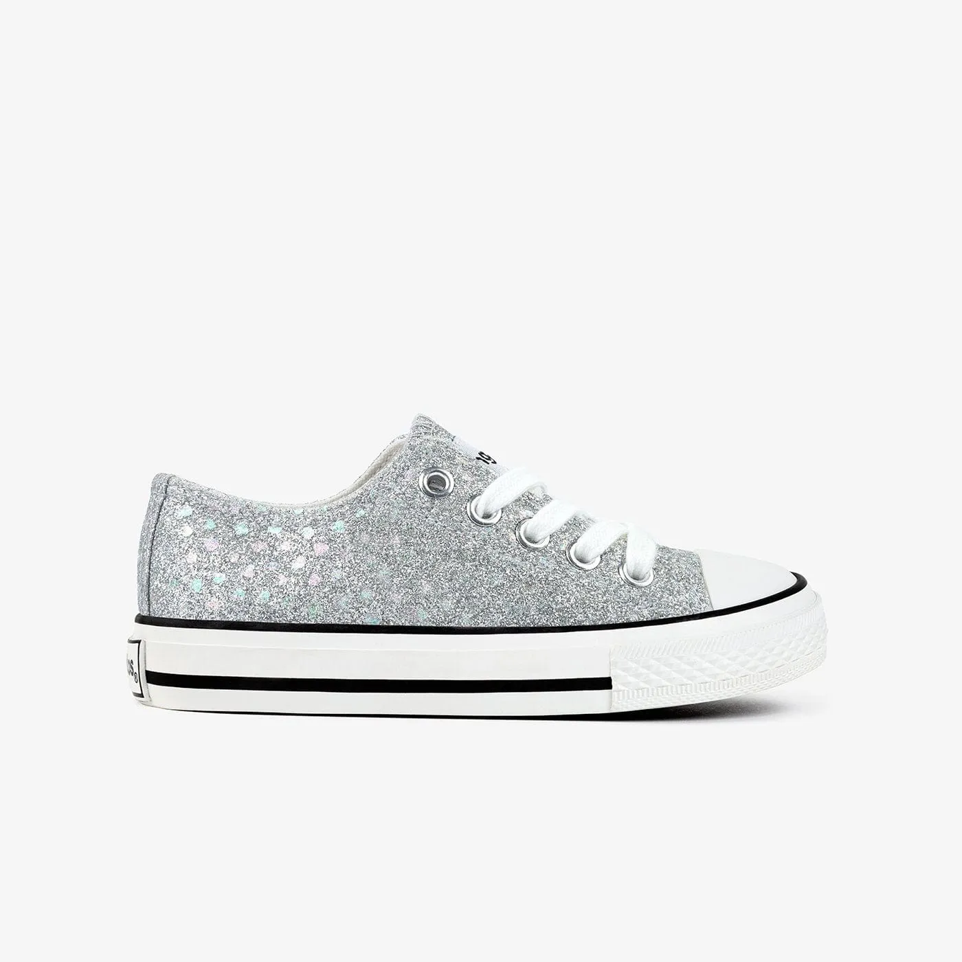 Girl's Silver Glitter Canvas Sneakers