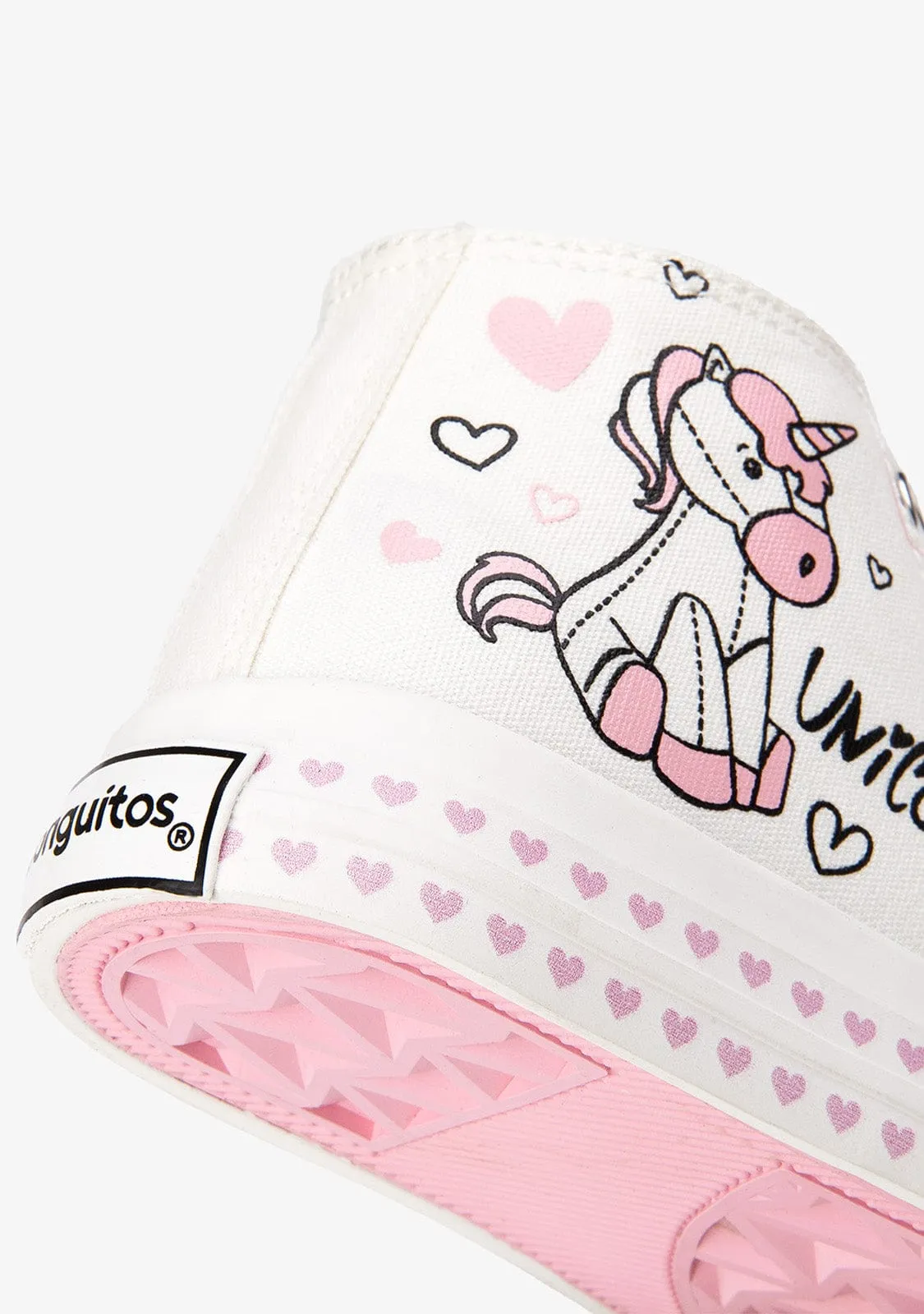 Girl's Unicorn Print Hi-Top Sneakers