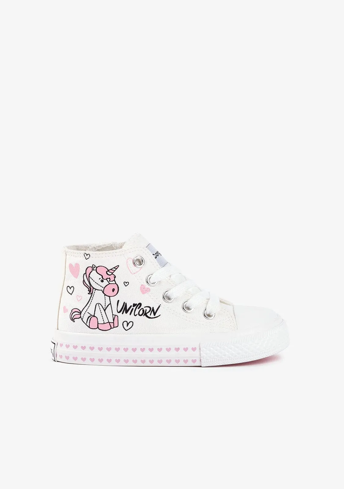 Girl's Unicorn Print Hi-Top Sneakers