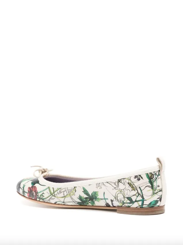 Gucci Cream flora leather ballet flats