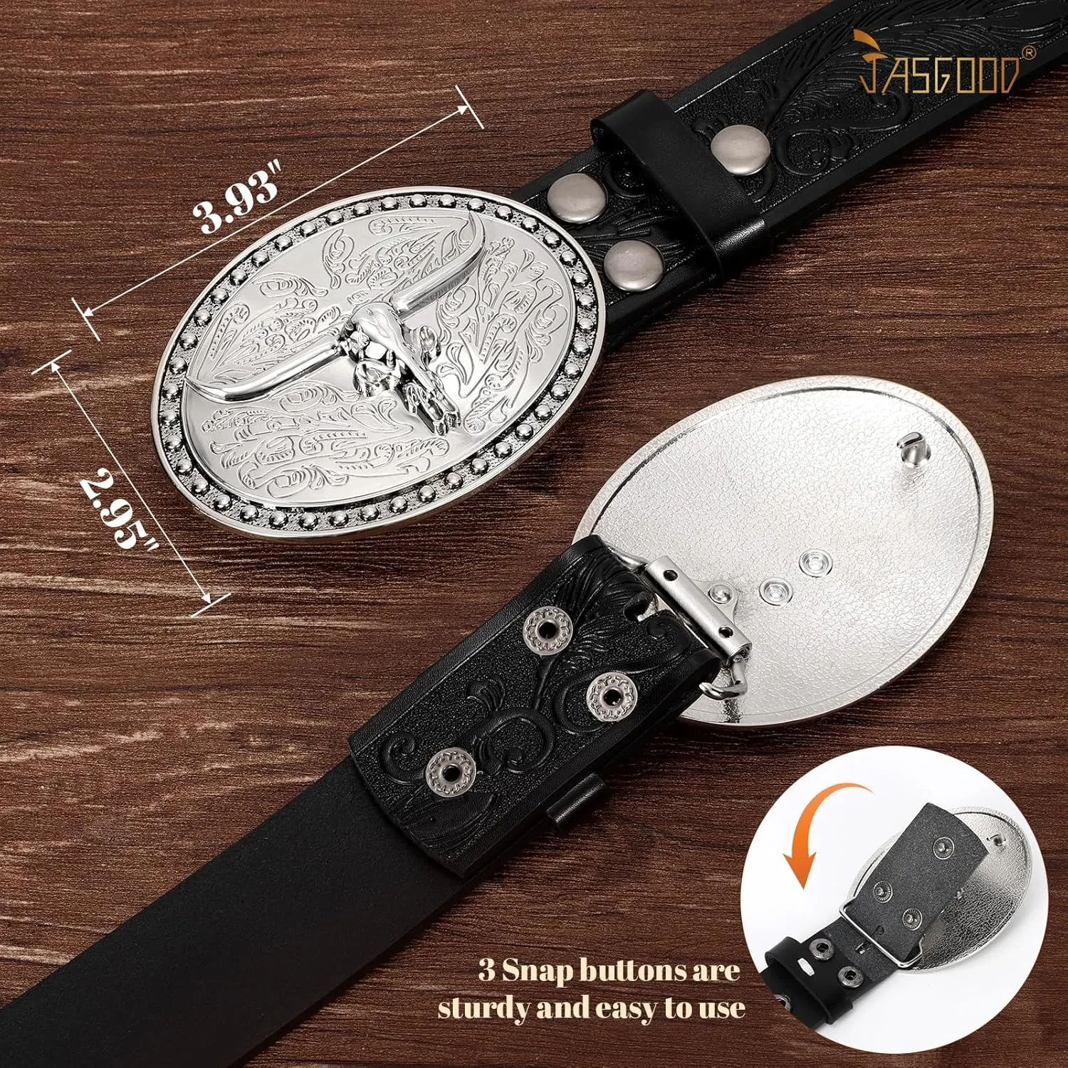 JASGOOD Western Belt Cowboy Belts for Men Women, Cowgirl Western Country Leather Belts Leather Belt for Jeans Pants