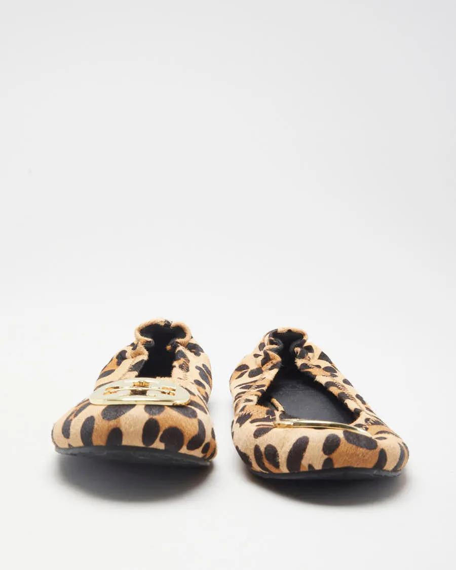 Leopard Print Tory Burch Calf Hair Reva Ballet Flats - 6.5