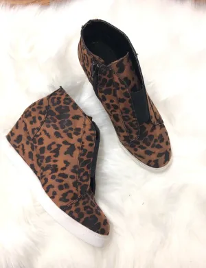 Leopard Wedge Sneakers