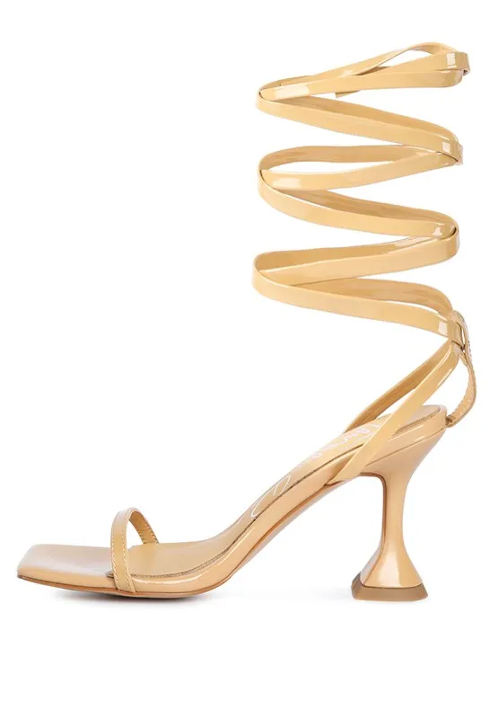 London Rag LEWK Strappy Tie Up Spool Heel Sandals