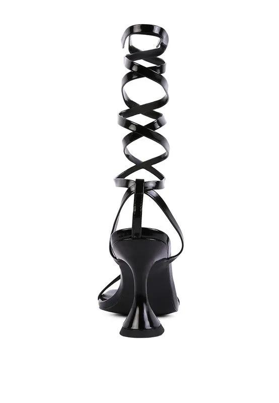 London Rag LEWK Strappy Tie Up Spool Heel Sandals