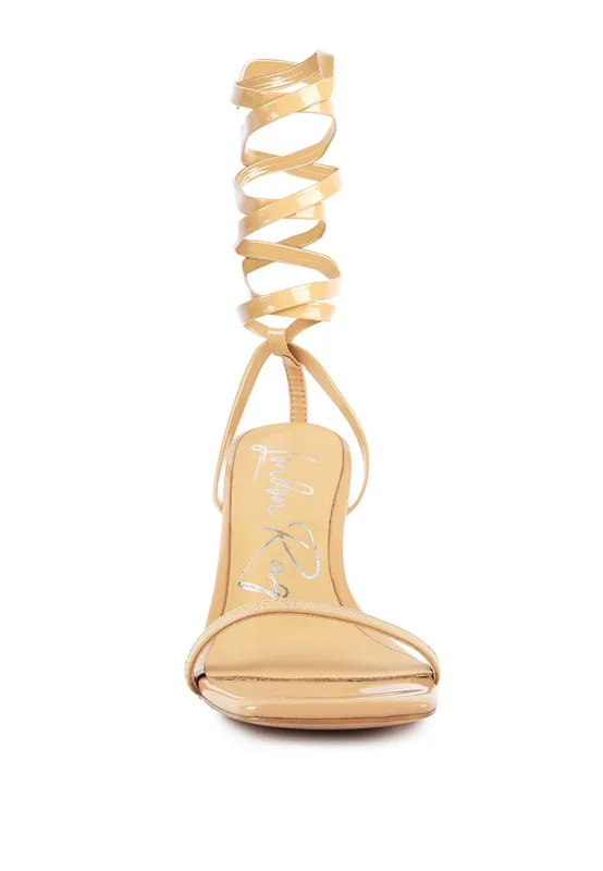 London Rag LEWK Strappy Tie Up Spool Heel Sandals