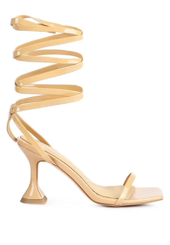 London Rag LEWK Strappy Tie Up Spool Heel Sandals