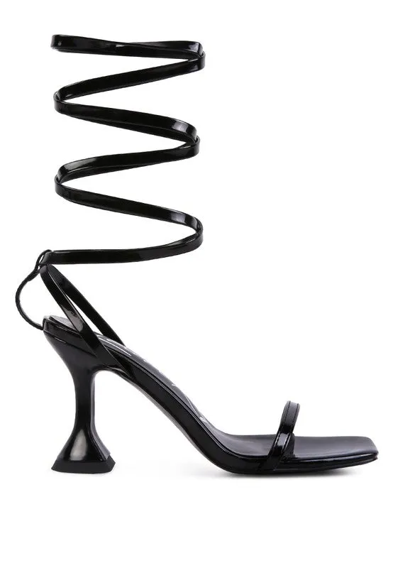 London Rag LEWK Strappy Tie Up Spool Heel Sandals