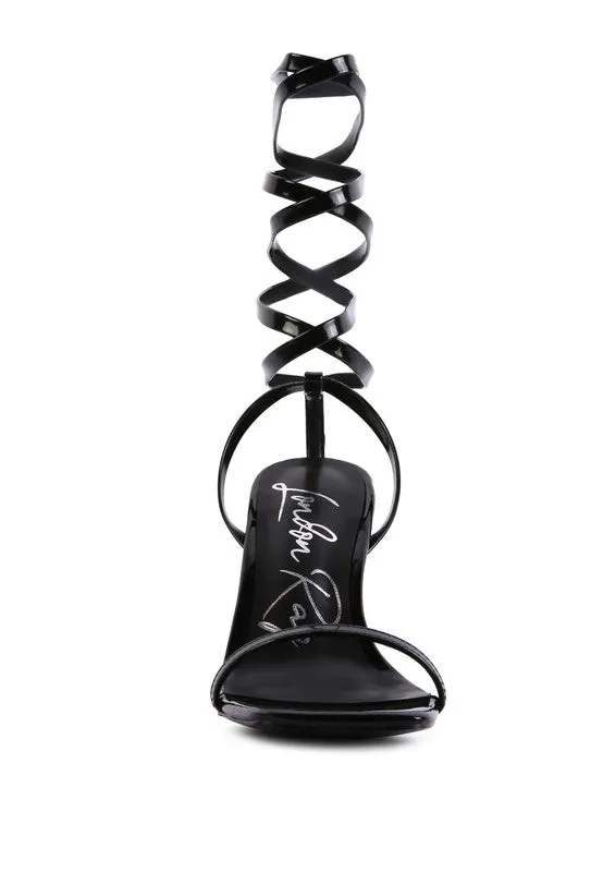 London Rag LEWK Strappy Tie Up Spool Heel Sandals
