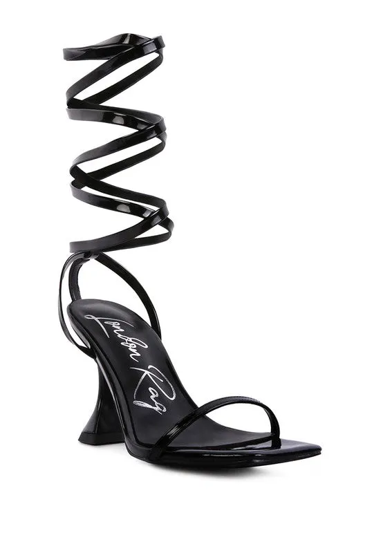 London Rag LEWK Strappy Tie Up Spool Heel Sandals