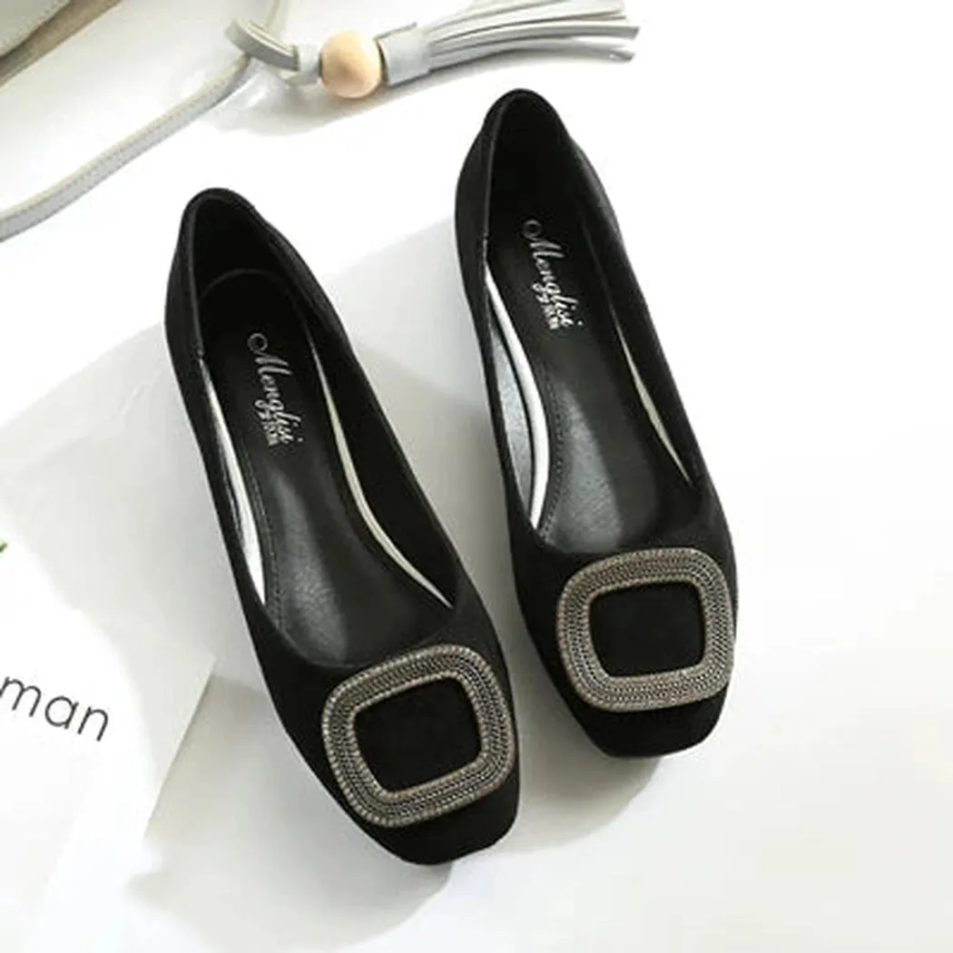 Merendy Taspeh square toe Slip-on Leather Jewel-embellished Extra wide fit ballet flats