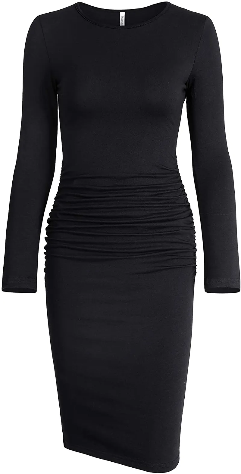 Missufe Women's Long Sleeve Ruched Casual Sundress Midi Bodycon Sheath Dress