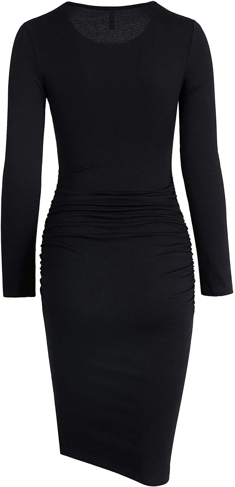 Missufe Women's Long Sleeve Ruched Casual Sundress Midi Bodycon Sheath Dress