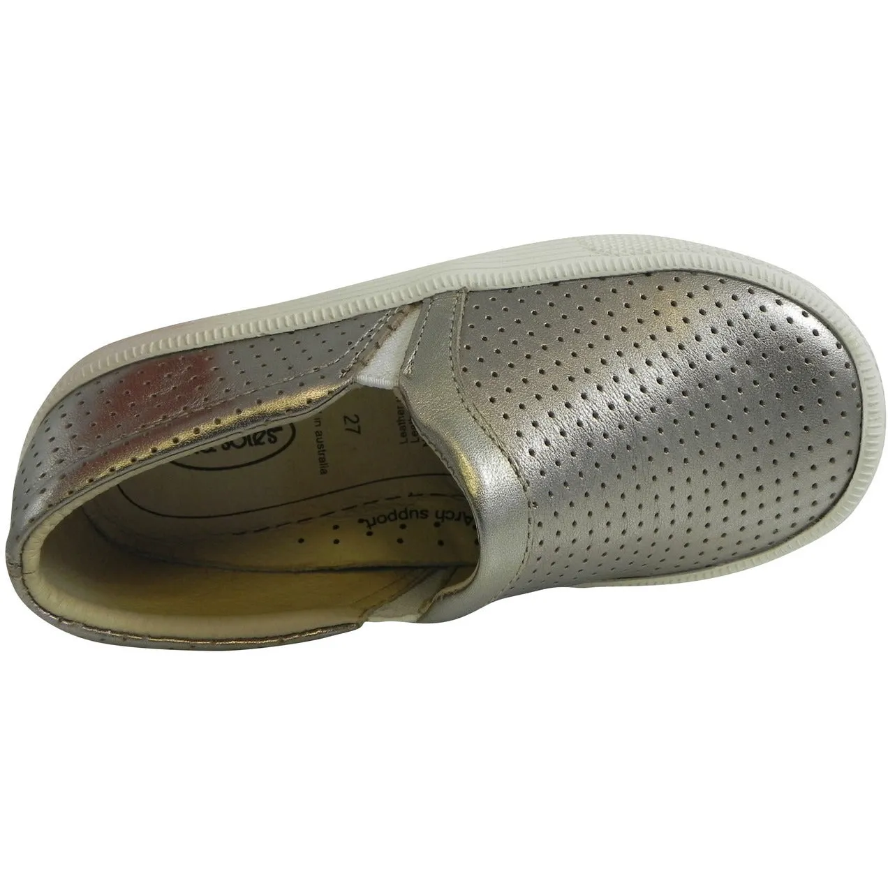 Old Soles 1030 Girl's and Boy's Silver Sporty Hoff Breathable Leather Loafers Sneaker Shoe