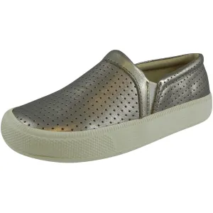 Old Soles 1030 Girl's and Boy's Silver Sporty Hoff Breathable Leather Loafers Sneaker Shoe