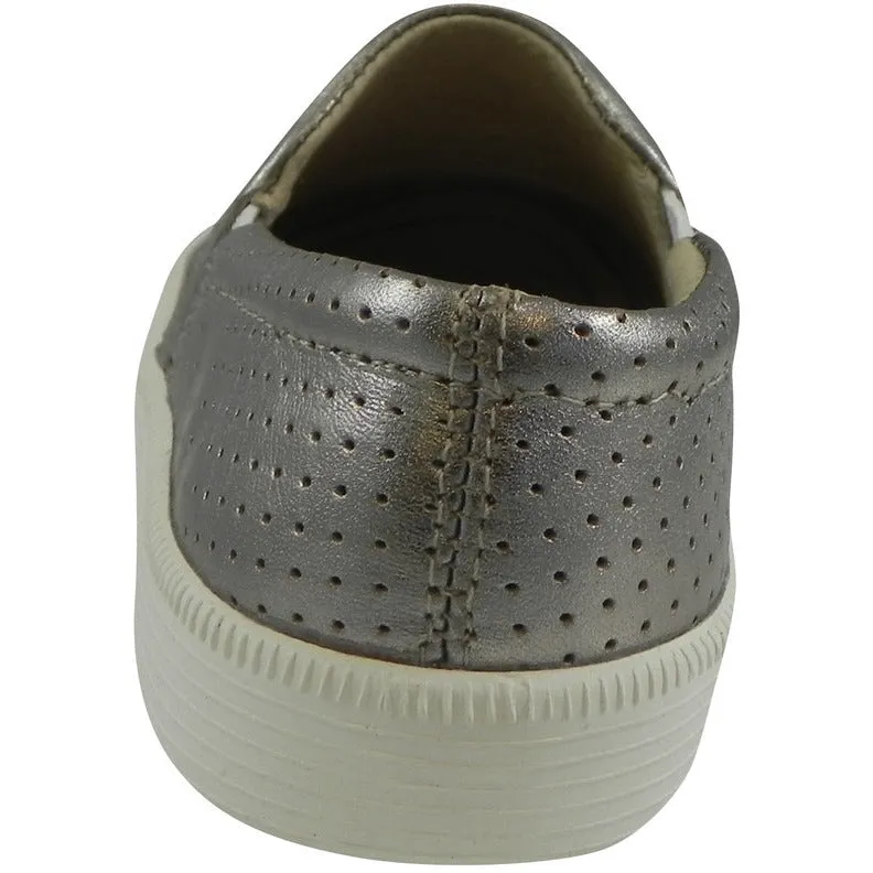 Old Soles 1030 Girl's and Boy's Silver Sporty Hoff Breathable Leather Loafers Sneaker Shoe