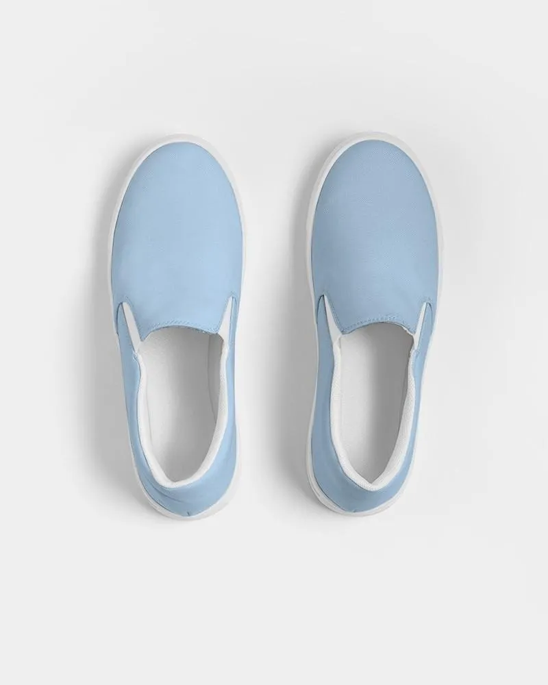 Pale Pastel Cyan Slip-On Canvas Sneakers | Men's | Bright Pale Pastel Cyan | C30M8Y0K0