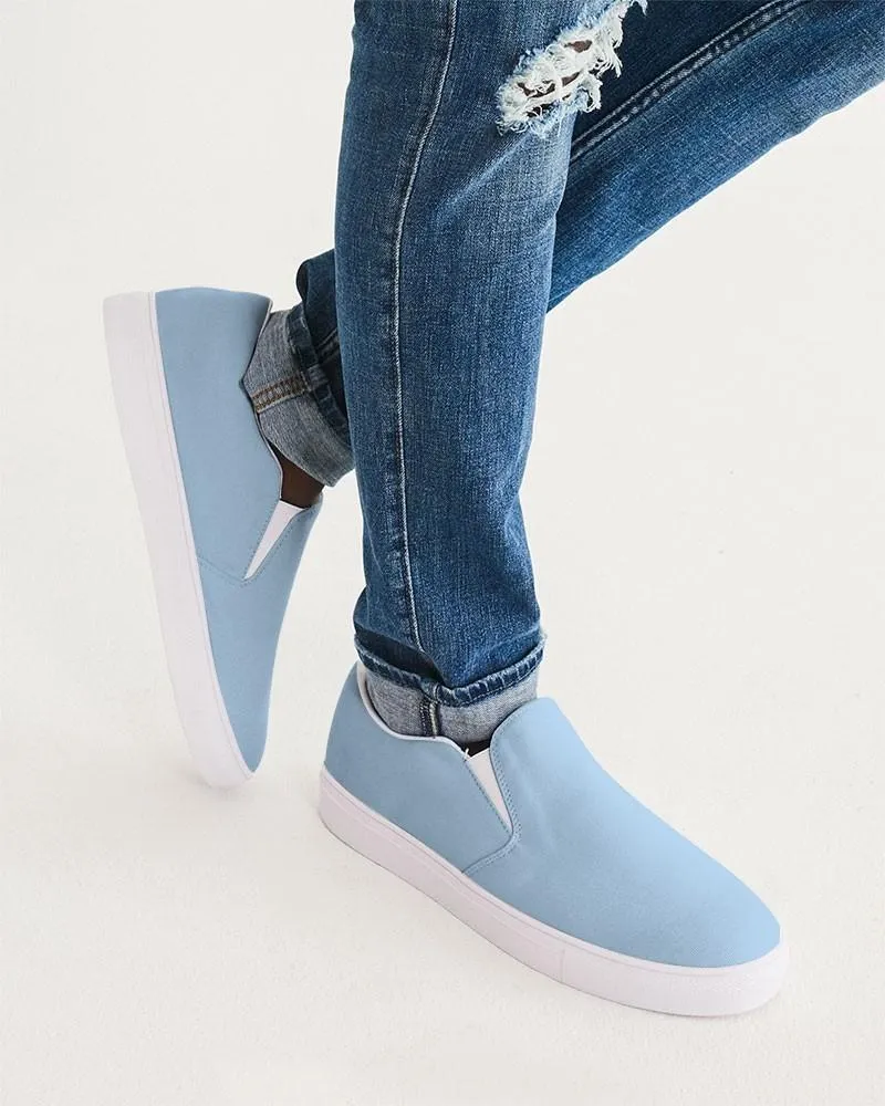 Pale Pastel Cyan Slip-On Canvas Sneakers | Men's | Bright Pale Pastel Cyan | C30M8Y0K0