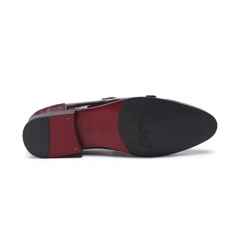 Patent Leather Monk Strap Formal Loafers - Men Shoes