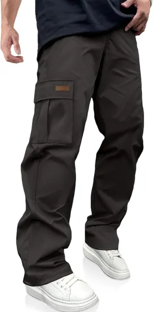 PLEPAN Men's Casual Cargo Pants Drawstring Hiking Pants Workout Tactical Joggers Sweatpants for Men