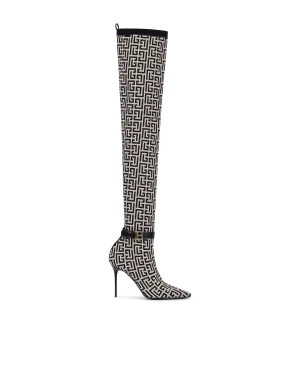 Raven Monogram Knit Over-The-Knee Boots