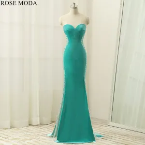 Rosemoda Beaded Velvet Warm Sheath Evening Dress For Winter