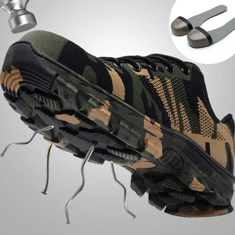 SAFETY BOOTS CAMOUFLAGE STEEL IMPACT RESISTANT