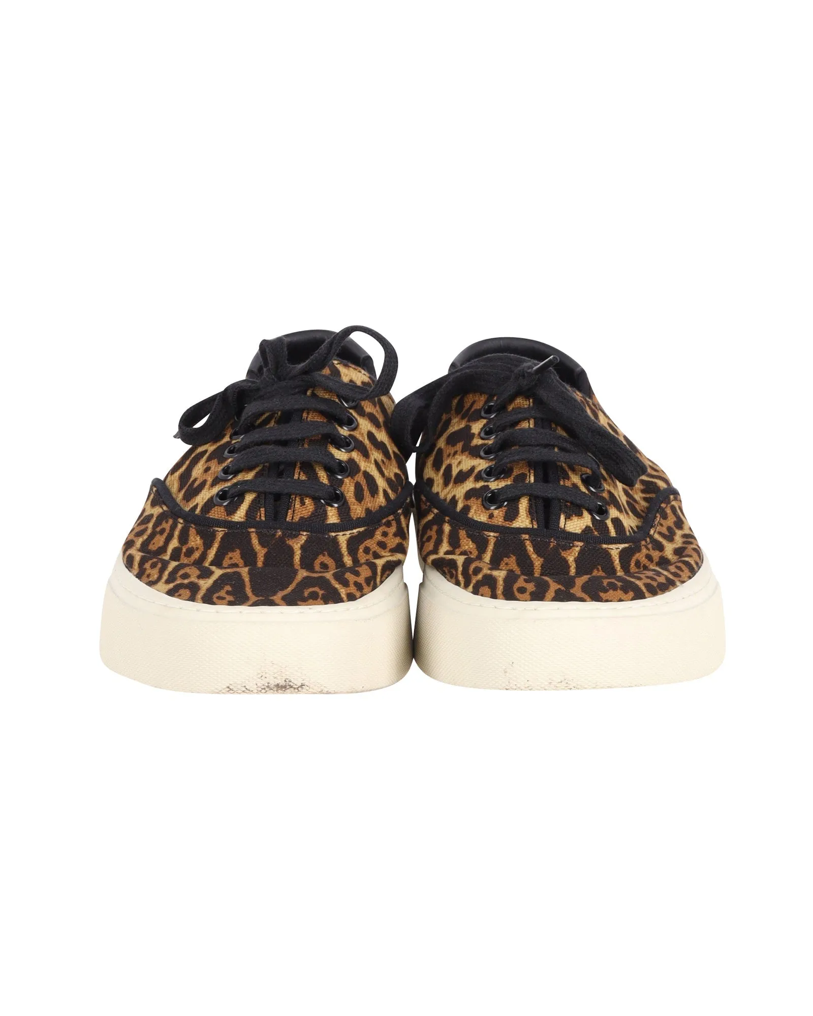 Saint Laurent Venice Leather-Trimmed Sneakers in Animal Print Canvas