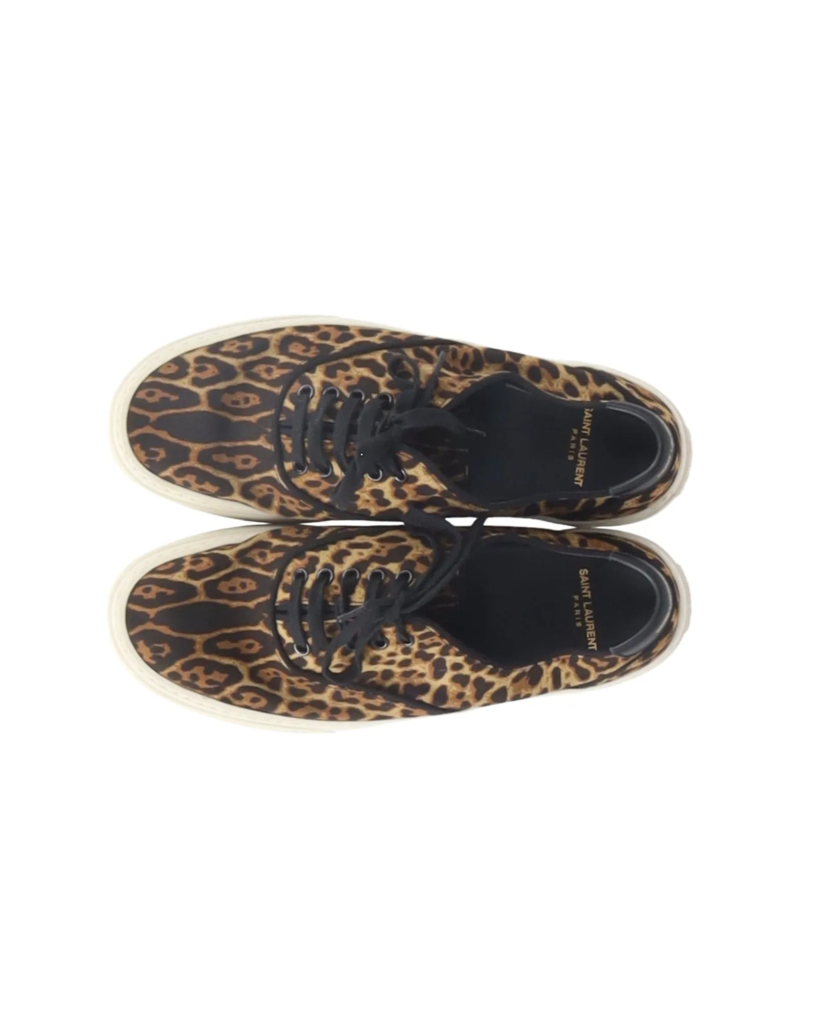 Saint Laurent Venice Leather-Trimmed Sneakers in Animal Print Canvas