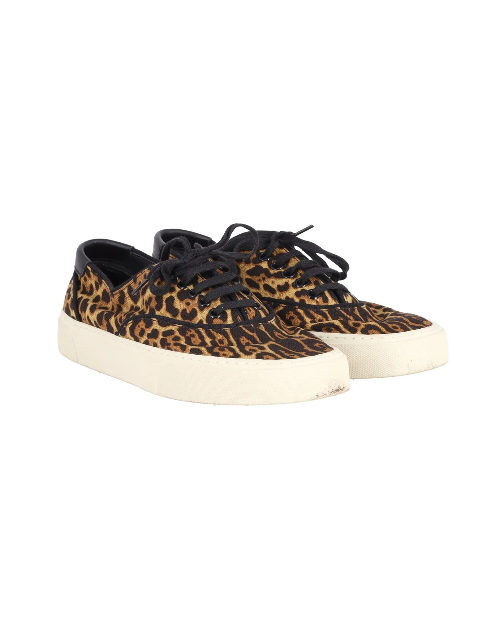 Saint Laurent Venice Leather-Trimmed Sneakers in Animal Print Canvas