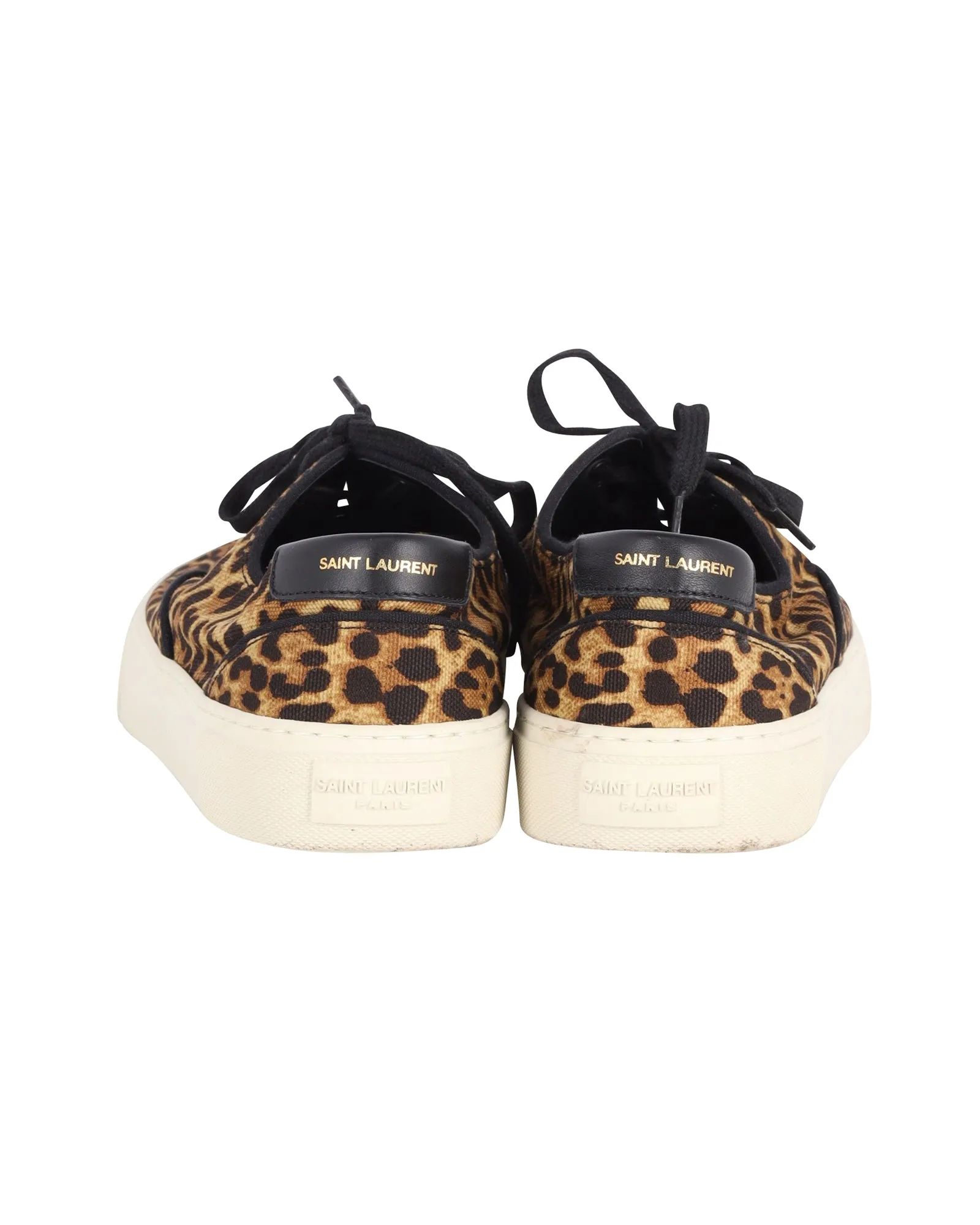 Saint Laurent Venice Leather-Trimmed Sneakers in Animal Print Canvas