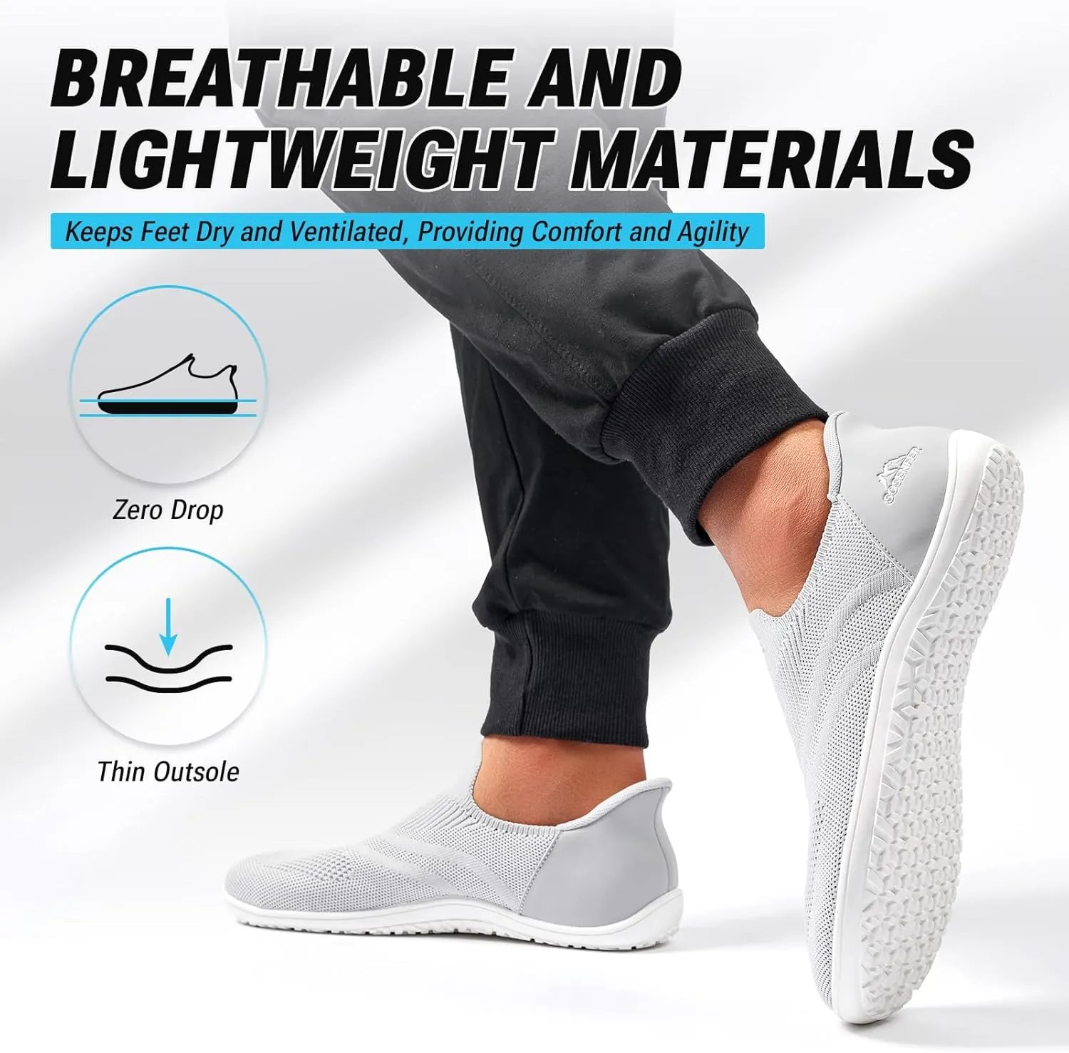 Sosenfer Women Slip On Barefoot Shoes Men Wide Minimalist Barefoot Sneakers Hands Free Workout Zero Drop Sole Walking Shoes for Unisex