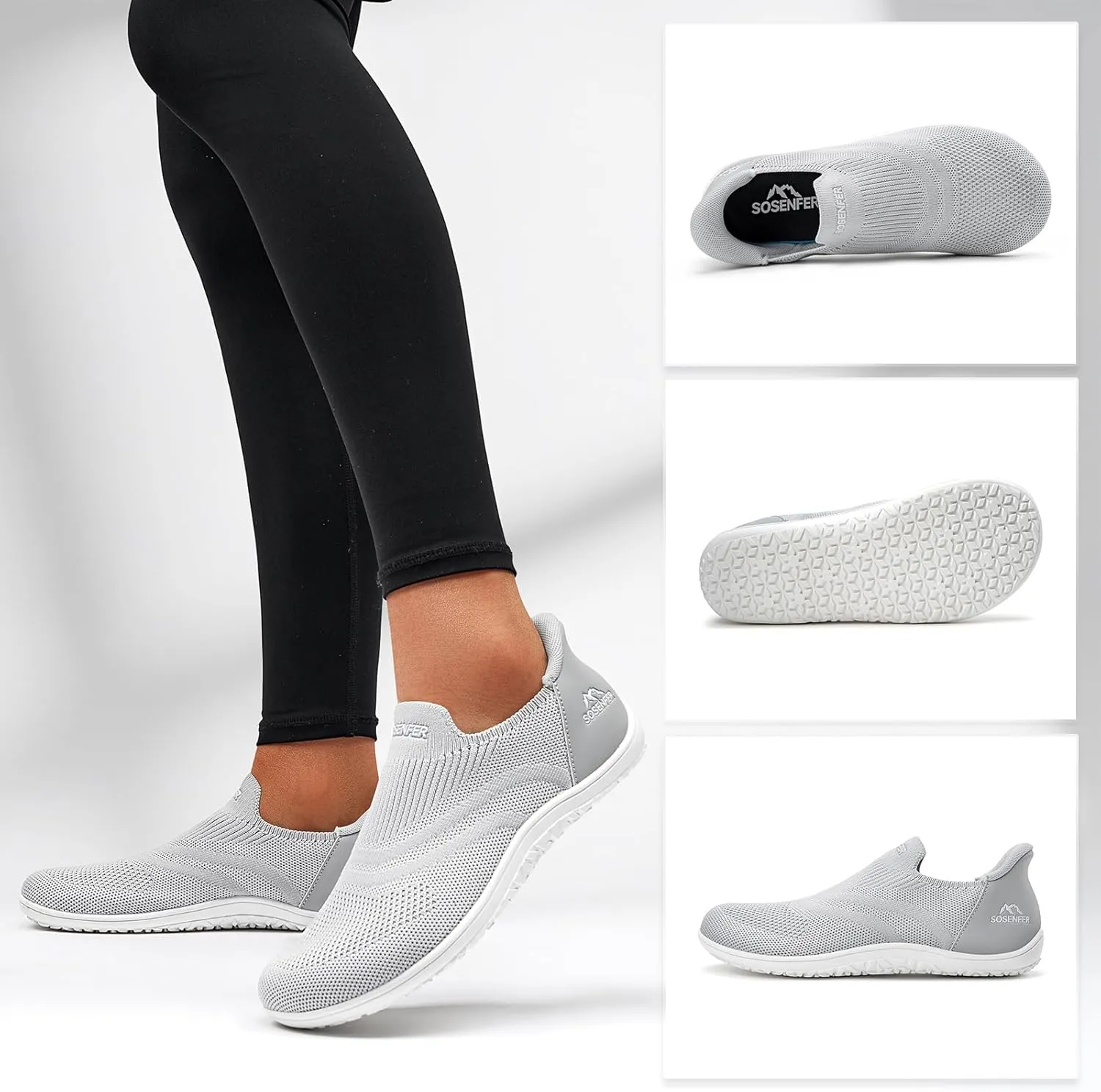 Sosenfer Women Slip On Barefoot Shoes Men Wide Minimalist Barefoot Sneakers Hands Free Workout Zero Drop Sole Walking Shoes for Unisex