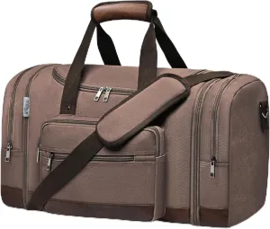 Wolhbege Duffle Bag for Travel,Mens Travel Bag & Carry On Bag for Men with Expandable Design and Luggage Sleeve ?CDuffel Bag for Gym, Weekender, Overnight Trips Brown
