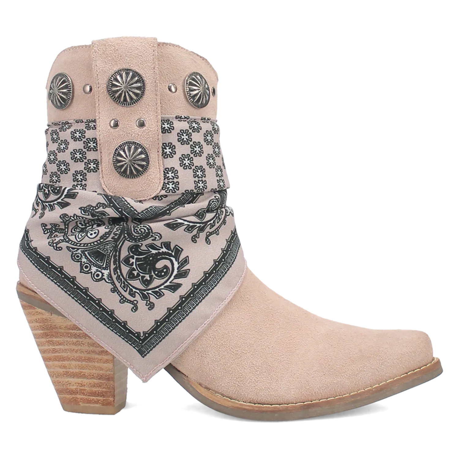 Women's Dingo Sand Bandida Zipper J-Toe Bootie with Bandana Accent
